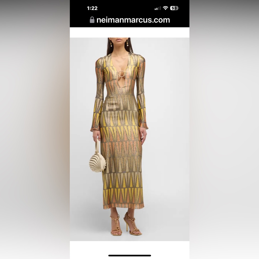 NWT Adriana Iglesias Bonnie silk stretch gold dress size 36